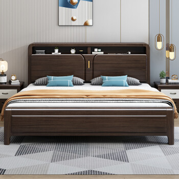 艺申（yishen）床实木床紫金檀木现代简约双人主卧新中式高